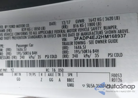 2017 Ford Fiesta Se from USA, damaged, VIN 3FADP4EJ2HM168937